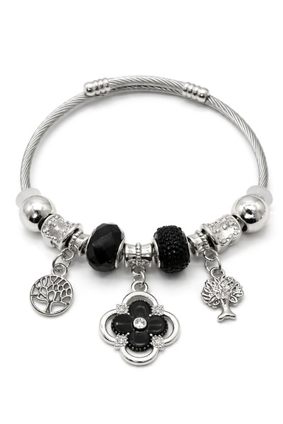 MakeWell سوار من الفولاذ مع تفاصيل ساحرة على شكل مفتاح وقفل - سوار نسائي فضي ...