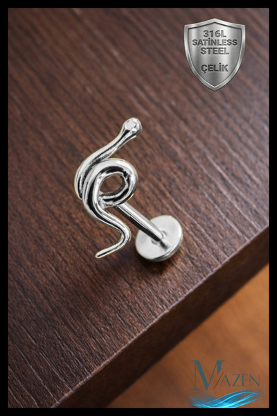 MAZEN Yılan Figürlü Tragus Helix Piercing | 316L Çelik | Gold Renk