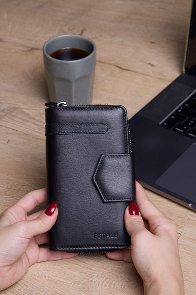 Lysande محفظة نسائية متعددة الأقسام مصنوعة من الجلد الطبيعي 100%، تحتوي على 8...