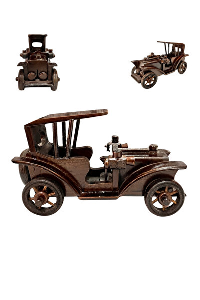 Taşhan Çarşı Antika El Oyması Ahşap Klasik Araba Modeli - 27 cm Koleksiyonluk...