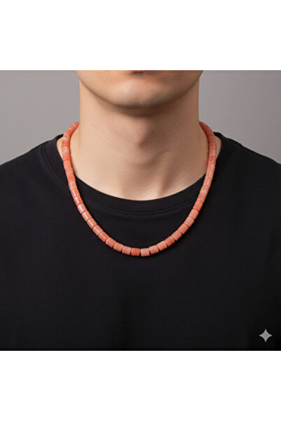 Natural Peach Agate Beaded Necklace – 46 g – Beads 40 – Size 7.5/9.5