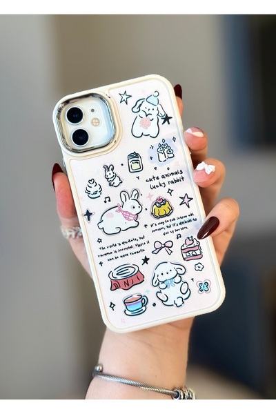 MİRAZ TASARIM حافظة آيفون 11 بنمط لطيف بلون إكرو