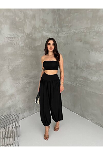 LOKADI Pantaloni Shalwar pentru femei talie înaltă lejer - Pantaloni conforta...