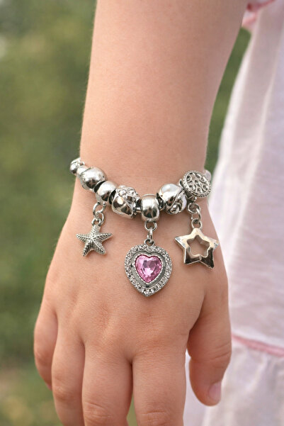 MakeWell سوار للفتيات بتصميم نجم البحر المختلط الأشكال - مجوهرات فضية اللون ب...