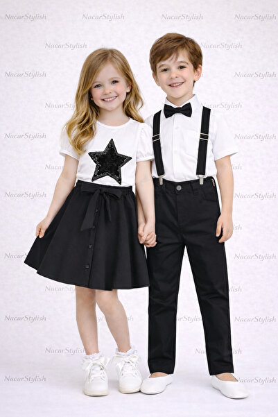 Nacar 23 Nisan 29 Ekim Gösteri Kız&Erkek Çocuk Double Etek-Yıldız Tshirt Kısa...