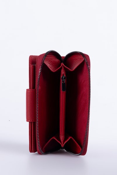 Lysande 100% Genuine Leather Multi-Compartment Women's Wallet 8 Card Holders 4 Hidden Compartments Red