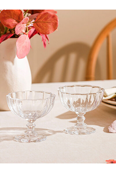 LC Waikiki Rmz Gi̇yi̇m Farkiyla Footed Glass Cup Set of 2 190 ml