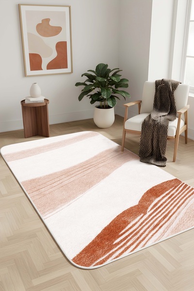 West Home Makinede Yıkanabilir Kaymaz Taban Leke Tutmaz Dijital Salon Halısı ...