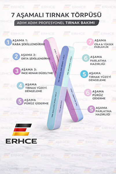 ERHCE 7 Aşamalı Buffer Tırnak Törpüsü - baf tırnak cilalama parlatıcı