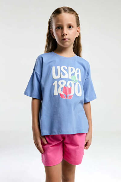 U.S. Polo Assn. Set de pantaloni scurți albaștri pentru fete U.S. Polo Assn