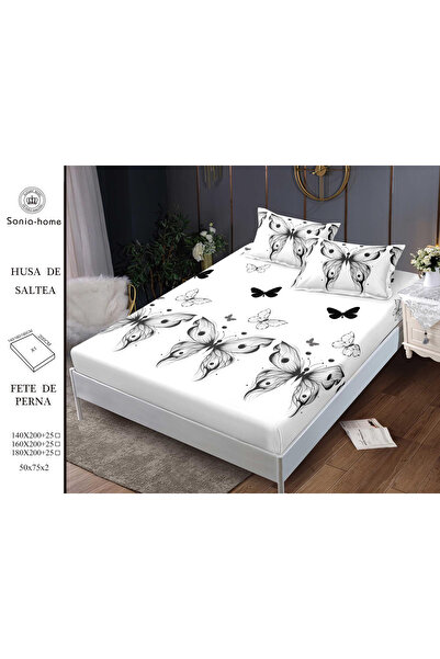 FIONNA.RO Stretchy Duvet Cover and Pillowcases Made of Finet 180x200cm - Whit...
