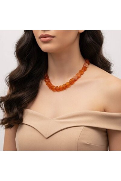 Natural Old Baltic Amber Necklace – Honey Orange Beads – 24.5 g
