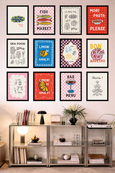 UNT 12-Frame Look Kitchen |   Modern |   Retro Wall Poster Painting Set – 15X...