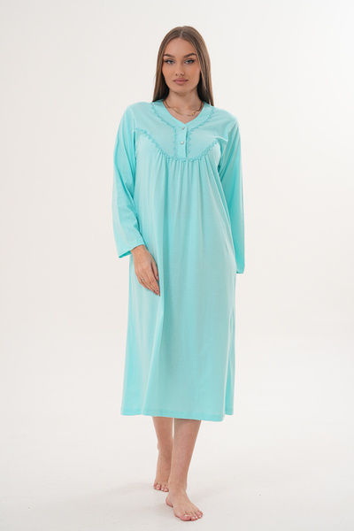 EM&FA TEKSTİL Large Size Nightgown with Lace Detail