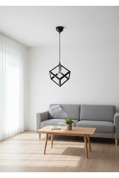 Çabuk Elektrik Modern Siyah Geometrik Tekli Sarkıt Avize