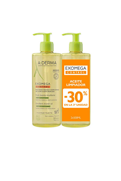 A-DERMA EXOMEGA CONTROL moisturizing and soothing shower oil set 2 x 500 ml