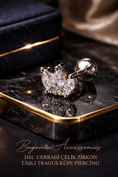 Begonia Accessories 316L Cerrahi Çelik Paslanmaz Kararmaz Alerji Yapmaz Zirko...