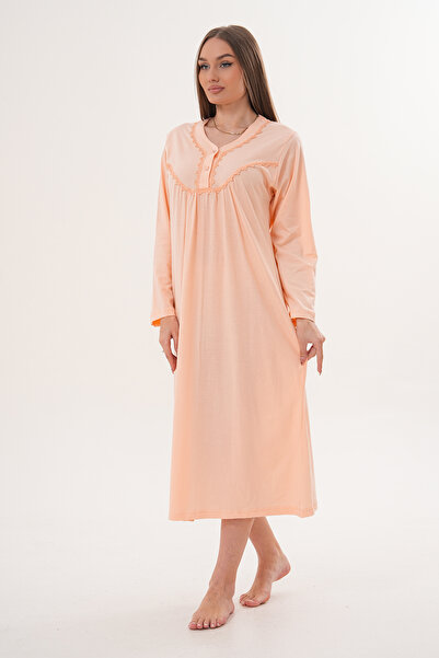EM&FA TEKSTİL Large Size Nightgown with Lace Detail