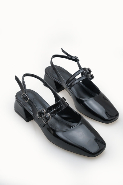 Riccon Ženske cipele sa otvorenim leđima Cipele sa štiklom 00121003 crna laki...