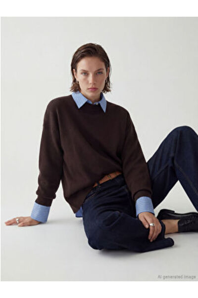 LC Waikiki M1 Sezon Brown Mock Neck Women's Knitwear Sweater