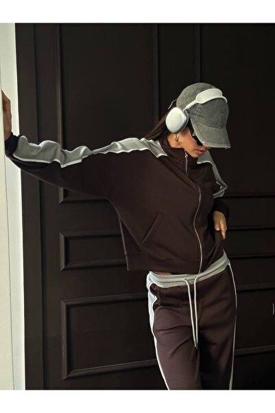 DAME Women's Oversize Striped Detail Garnished Modal Track Suit