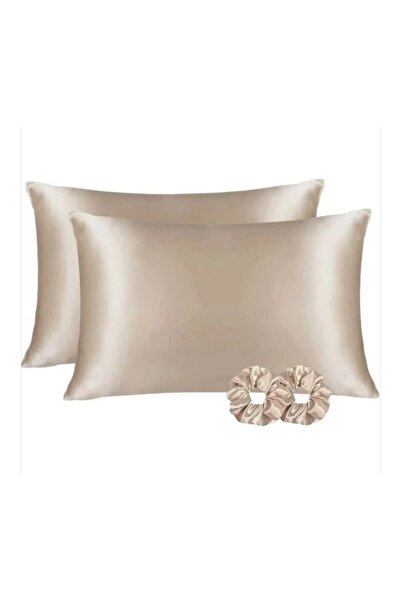 İpek Saten Yastık Kılıfı 2 Adet 50x70cm 2 Adet Saten Tokalı