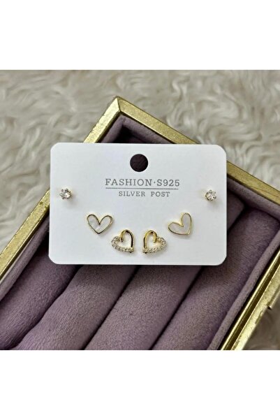 Septemmart Zircon Stone 3-Piece Heart-Shaped Earring Set 316L Steel