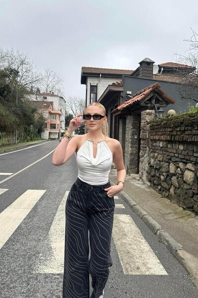 lizge giyim Stone Detail Loose Pants