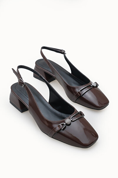 Riccon Ženske cipele sa otvorenim leđima Cipele sa štiklom 00121002 Smeđa lak...