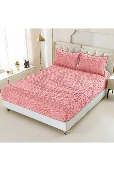 FIONNA.RO Husa Cu Elastic Si Fete De Perna Tip Tricotate 180x200cm - Roz