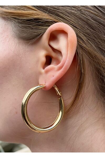 uyguntakıaksesuar Oversized Classic Gold Hoop Earrings – Timeless and Stylish...