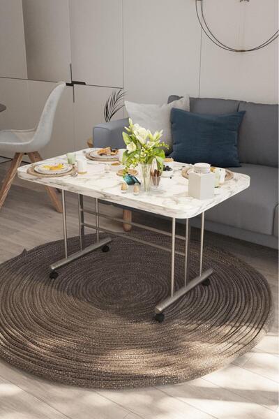 Yafes Masa Sandalye 2MMetal 70×110 cm Tekerlekli Orta Sehpa – Metal Ayak, Mod...