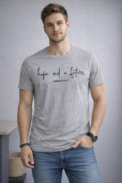 FOR MYSELF Tricou bărbătesc cu guler rotund și imprimeu, cu mânecă scurtă, 10...