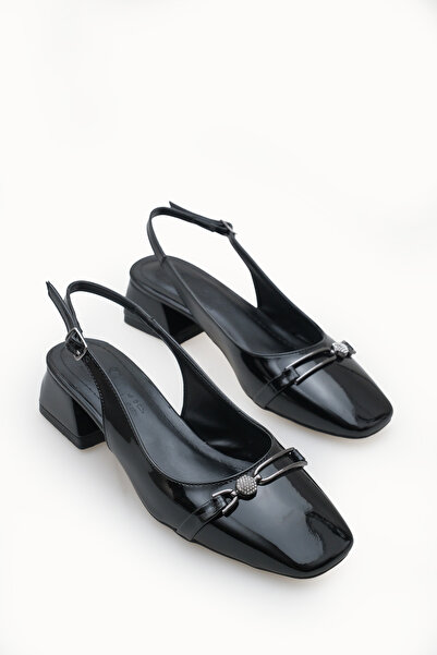 Riccon Ženske cipele sa otvorenim leđima Cipele sa štiklom 00121002 crna laki...