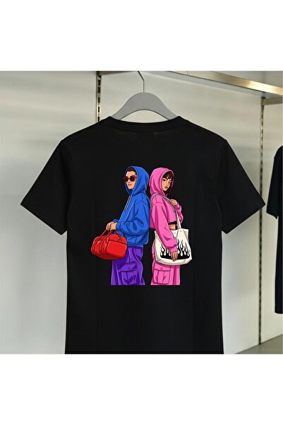 playwear Unisex Comfortable Fit Hooded Figure Printed T-Shirt with Back and C...