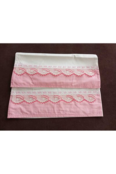 MOR TIRTIL غطاء وسادة مطرز بالدانتيل مصنوع يدويًا، قطعتان، مناسب للهدايا والز...