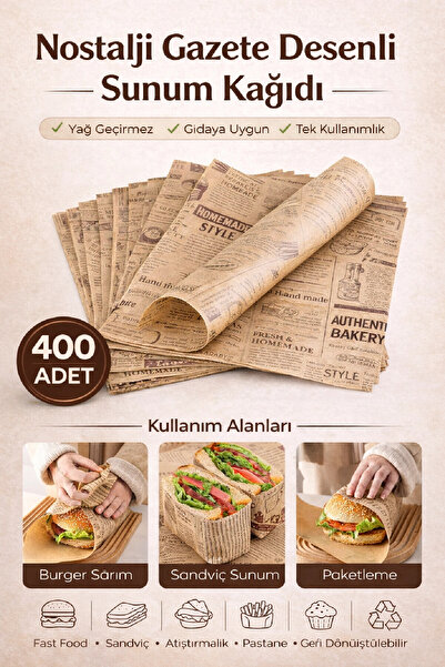 Berdina Home 400Pcs Patterned Greaseproof Paper Vintage Newspaper Pattern Pap...