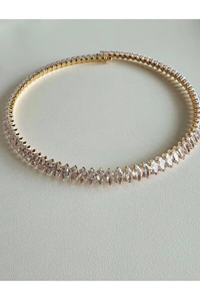 Fulyalia Aksesuar ZİRKON TAŞLI SU YOLU GOLD RENK BOYUN KELEPÇE