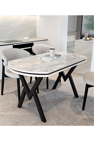 Yafes Masa Sandalye 2M Metal 70×120 cm Gofret MDF Yemek Masası – Modern Mutfa...