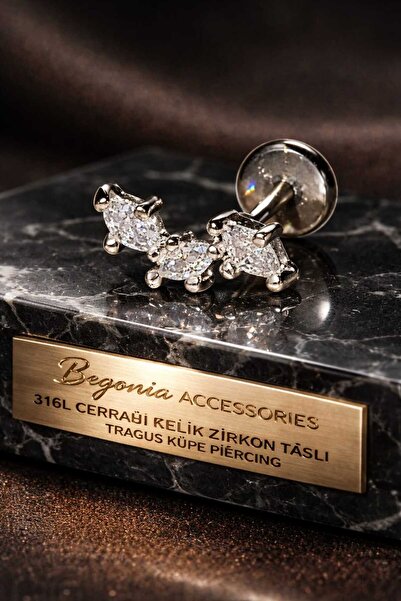 Begonia Accessories 316L Cerrahi Çelik Paslanmaz Kararmaz Alerji Yapmaz Zirko...