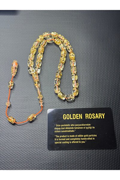 EnazStore Certified Renewable Gold Particle Special Golden Rosary Prayer Beads