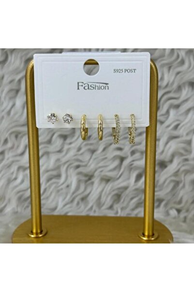 Septemmart Zircon Stone Ring and Solitaire Model 3-Piece Combination Steel Ea...