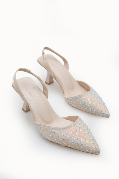 Riccon Women's Pointed Toe Open Back Thin Heeled Shoes 001207 Tan