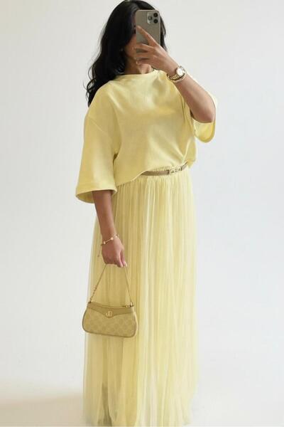 Cara Pleated Maxi Skirt Set Oversize Two-Piece Set Women's Standard Size Chif...