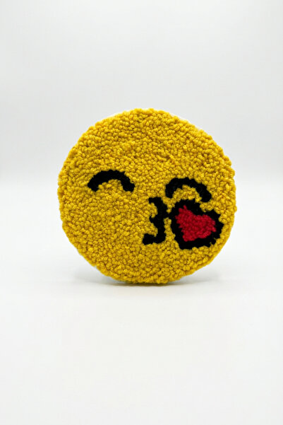 Runades Handmade Heart Emoji Figured Punch Coaster Decorative Handcrafted Coa...