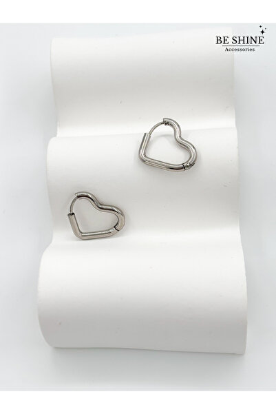 Be shine accessories أقراط فضية صغيرة على شكل قلب