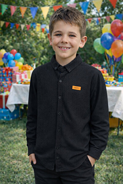 Yalçınoğlu Kids Boy's Waffle Textured Cotton Shirt Suitable for Holidays & Bi...