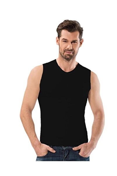 Anıt 6 Pieces Ribbed V-Neck Zero Sleeve Men's Undershirt 100% Cotton