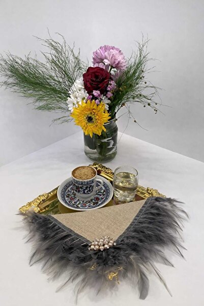 shop İni Taşlı Püsküllü Kahve Yanı Sunum Peçetesi