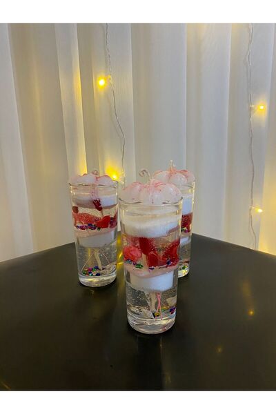 Ütopya Hediyelik Tasarım 210cc cam bardakta jel mum inci tozu mumu çeşitli ob...